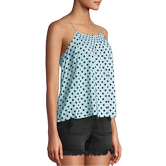 4/$32 No Boundaries size medium teal/light blue top black polka dots keyhole NWT - Picture 3 of 16